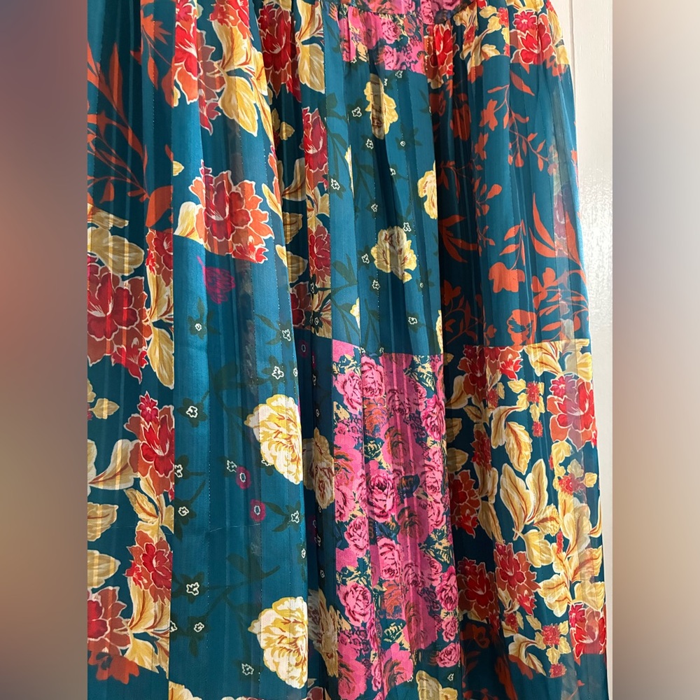 Adelyn Rae Blue Floral Patchwork Midi Dress, Large, wedding guest/ Mother’s Day - Picture 7 of 11
